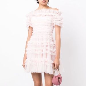 Needle & Thread
Lisette off-shoulder ruffled minidress